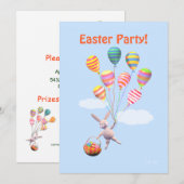 イースターバニーと風船のパーティー 招待状 (正面/裏面)