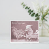 イースターバニーと鶏肉と卵 ポストカード (スタンド正面)