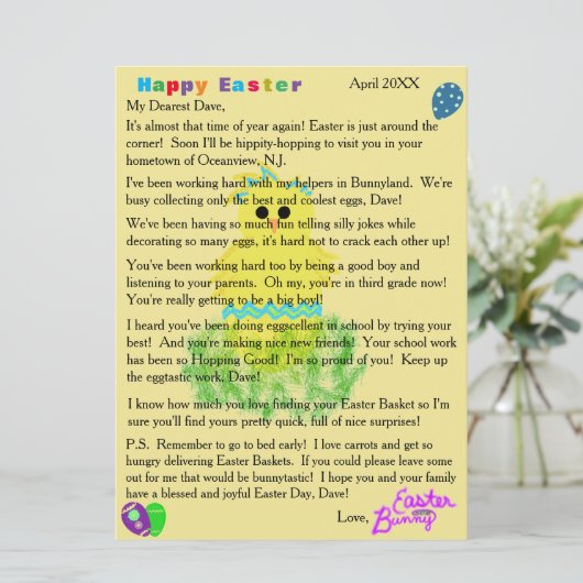 イースターバニーのかわいいブルーシック卵からの手紙 シーズンカード (スタンド正面)