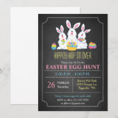 イースターバニーのイースターエッグハント招待状 招待状 (正面/裏面)