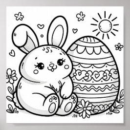 イースターバニーのカラーリングペ子供へージ ポスター