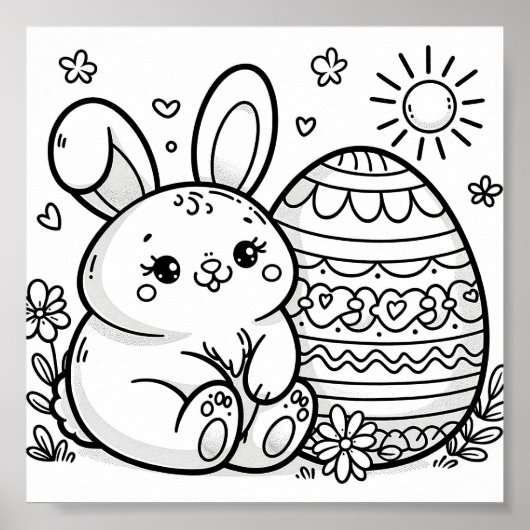 イースターバニーのカラーリングペ子供へージ ポスター (正面)