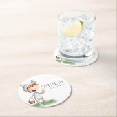 イースターバニーのコスチュームの卵の狩り パーソナライズされた ラウンドペーパーコースター (インサイチュ)