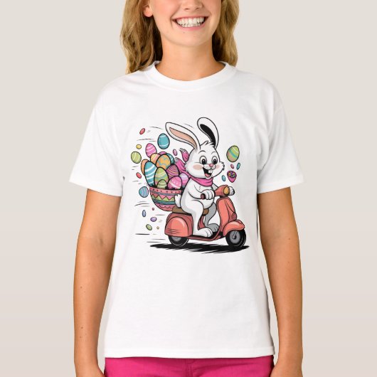 イースターバニーのスクーターTシャツ Tシャツ (正面)