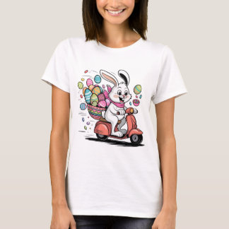 イースターバニーのスクーターTシャツ Tシャツ