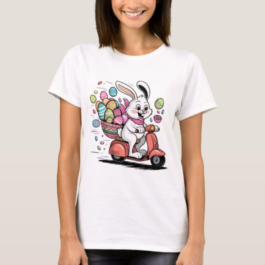 イースターバニーのスクーターTシャツ Tシャツ (正面)