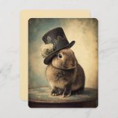 イースターバニーのトップハット、ヴィンテージスタイルスケッチ ノートカード (正面/裏面)