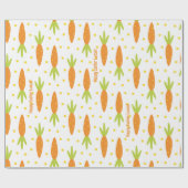 イースターバニーのニンジンのパターンの挨拶と子供の名前 ラッピングペーパー (フラット)