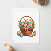 イースターバニーのバスケット ノートカード (正面/裏面インサイチュ)