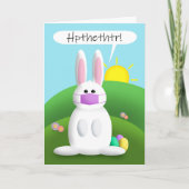 イースターバニーのパンデミック用フェイスマスクユーモア シーズンカード (正面)