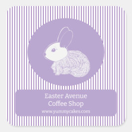イースターバニーのパープルストライプズのビジネスラベル スクエアシール