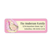 イースターバニーのピンクのイースターエッグ住所 シール (正面)