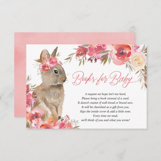 イースターバニーのピンクのサンゴフローラの本ベビーエンクル エンクロージャーカード (正面/裏面)