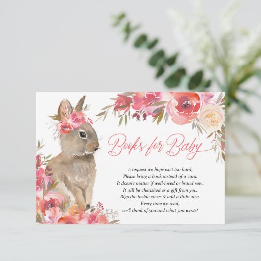 イースターバニーのピンクのサンゴフローラの本ベビーエンクル エンクロージャーカード (スタンド正面)