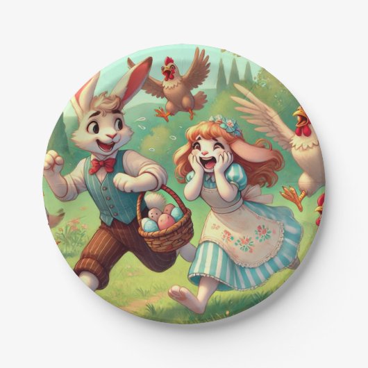 イースターバニーの冒険 – お洒落春 ペーパープレート (正面)