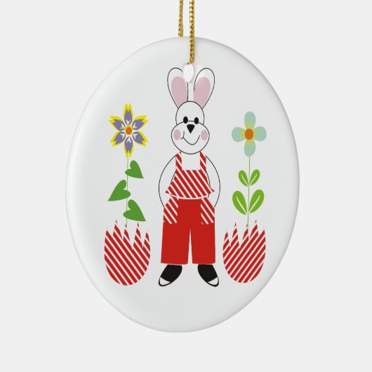 イースターバニーの割れた卵の花カスタム飾り セラミックオーナメント (右)