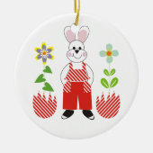 イースターバニーの割れた卵の花カスタム飾り セラミックオーナメント (正面)