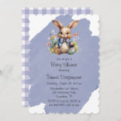 イースターバニーの卵と花ベビーシャワー 招待状 (正面/裏面)