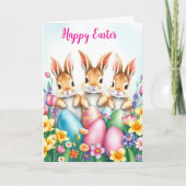 イースターバニーの卵と花 シーズンカード (正面)