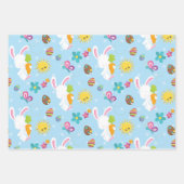 イースターバニーの卵と花 ラッピングペーパーシート (正面2)