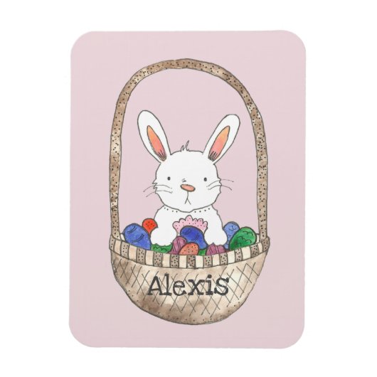 イースターバニーの卵のバスケットあなたの名前を追加 マグネット (縦)
