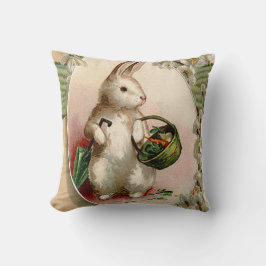 イースターバニーの卵の傘のユリのカゴのニンジン クッション