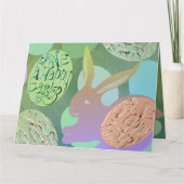 イースターバニーの卵を青い緑に カード (正面)