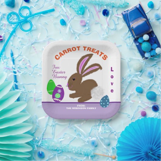 イースターバニーの名前のニンジンのトリート ペーパープレート (パーティー)