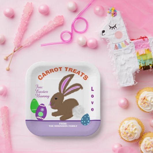 イースターバニーの名前のニンジンのトリート ペーパープレート (パーティー)