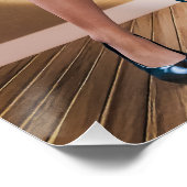 イースターバニーの女の子がラウンドエッジキューブに座って ポスター (コーナー)