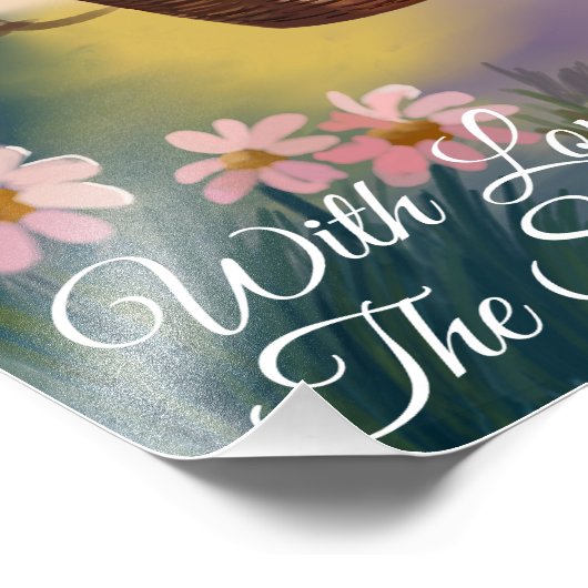 イースターバニーの家族が卵を追う絵を描- s フォトプリント (角)