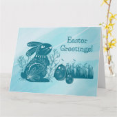 イースターバニーの挨拶 カード (黄色い花)