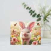 イースターバニーの服を着た豚 シーズンポストカード (スタンド正面)