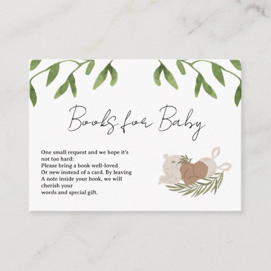 イースターバニーの本ベビー、女の子の赤ちゃんシャワー エンクロージャーカード (正面)