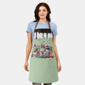 イースターバニーの水の色のコーヒードリンク エプロン (着用した状態)