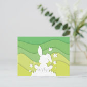 イースターバニーの牧草地、幸せな春自然 ポストカード (スタンド正面)