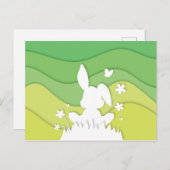 イースターバニーの牧草地、幸せな春自然 ポストカード (正面/裏面)