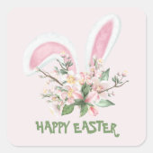 イースターバニーの耳とイースターユリ スクエアシール (正面)