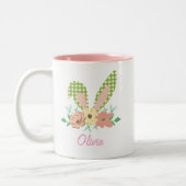 イースターバニーの耳と名前をカスタムする ツートーンマグカップ (左)