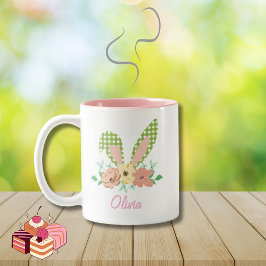 イースターバニーの耳と名前をカスタムする ツートーンマグカップ