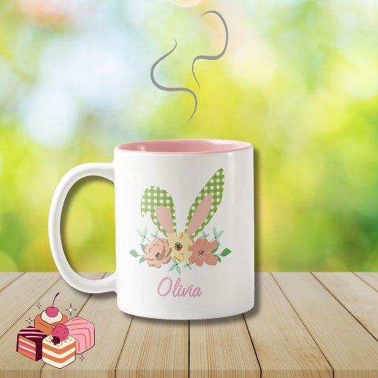 イースターバニーの耳と名前をカスタムする ツートーンマグカップ