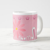 イースターバニーの耳と花のカスタム ジャンボコーヒーマグカップ (正面右)