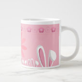 イースターバニーの耳と花のカスタム ジャンボコーヒーマグカップ (右)