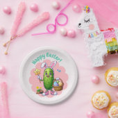イースターバニーの耳のピクルス ペーパープレート (パーティー)