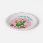イースターバニーの耳のピクルス ペーパープレート (アングル)