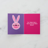 イースターバニーの耳を着たかわいい白い子犬 カード (内部)