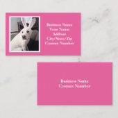 イースターバニーの耳ピンクの可愛い白い子犬 名刺 (正面/裏面)