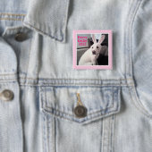 イースターバニーの耳ピンクの幸せなかわいい子犬 缶バッジ (インサイチュ)