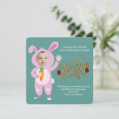 イースターバニーの衣装トレンディーパーソナライズされた写真 カード (スタンド正面)