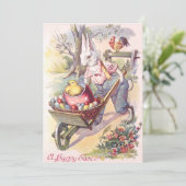 イースターバニーの雛の色卵 招待状 (スタンド正面)